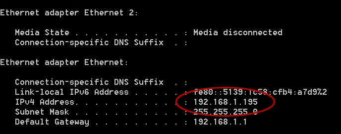 how to check ip address of local machine